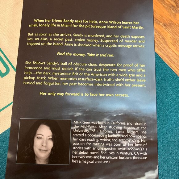 Assumed by MHR Geer signed PB book bookmark tote bag drink cozy - Picture 4 of 9